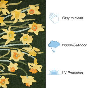 Trans Ocean Liora Manne Frontporch Daffodil Indoor/Outdoor Area Rug - Vibrant Floral Design For Any Space Green Polyester,Acrylic Ftp23456006