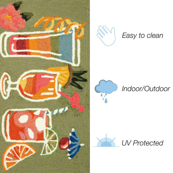 Trans Ocean Liora Manne Frontporch Happy Drinks Indoor/Outdoor Mat - Whimsical Area Rug For Fun Spaces Green Polyester,Acrylic Ftp23457306
