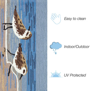 Trans Ocean Liora Manne Frontporch Coastal Sandpipers Indoor/Outdoor Area Rug – Beachy Vibes For Any Space Blue Polyester,Acrylic Ftp34462703