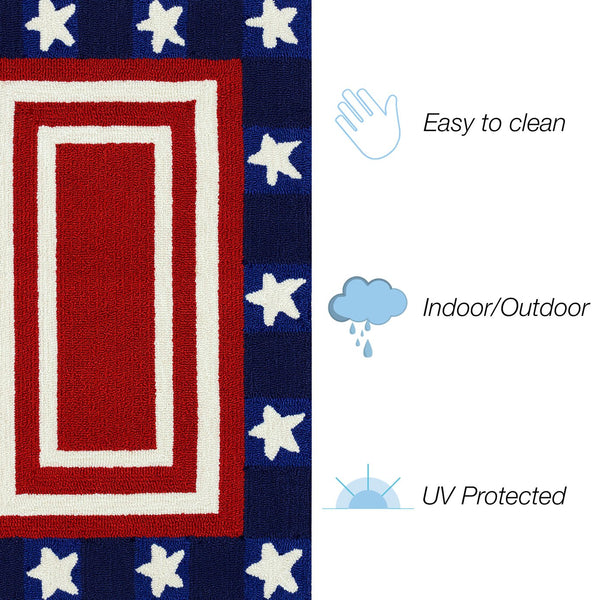 Trans Ocean Liora Manne Frontporch Patriotic Pendant Indoor/Outdoor Area Rug – Vibrant Americana Design For All Spaces Red Polyester,Acrylic Ftp12463724