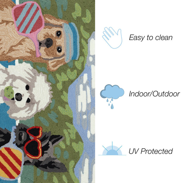 Trans Ocean Liora Manne Frontporch Pickled Pups Indoor/Outdoor Rug - Whimsical Pet Design For All Spaces Multi Polyester,Acrylic Ftp12465944