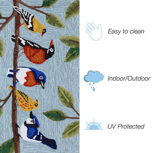Trans Ocean Liora Manne Frontporch Indoor/Outdoor Rug - Charming Birds On Branch Design For Any Space Blue Polyester,Acrylic Ftp23467103