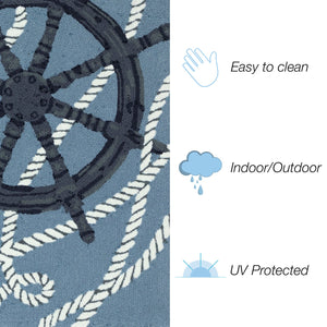 Trans Ocean Liora Manne Frontporch Captain's Wheel Indoor/Outdoor Mat - Nautical Design For Stylish Spaces Blue Polyester,Acrylic Ftp34467203