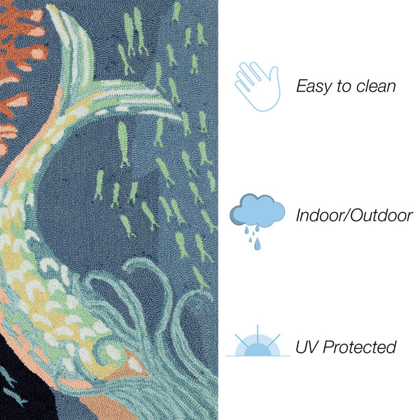 Trans Ocean Liora Manne Frontporch Siren Sighting Coastal Indoor/Outdoor Mat With Vibrant Mermaid Design Blue Polyester,Acrylic Ftpr5467704