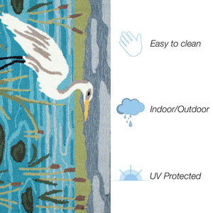Trans Ocean Liora Manne Frontporch Egret Indoor/Outdoor Mat - Durable, Hand-tufted Rug With Marsh Scene Design Blue Polyester,Acrylic Ftp23472403