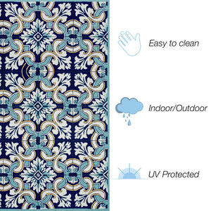 Trans Ocean Liora Manne Ravella Floral Tile Indoor/Outdoor Area Rug - Vibrant Geometric Design For All Spaces Blue Polypropylene,Acrylic Rvlr8225333