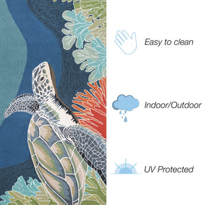 Trans Ocean Liora Manne Ravella Akumal Indoor/Outdoor Area Rug - Coastal Turtle Design For Vibrant Spaces Blue Polypropylene,Acrylic Rvl34225704