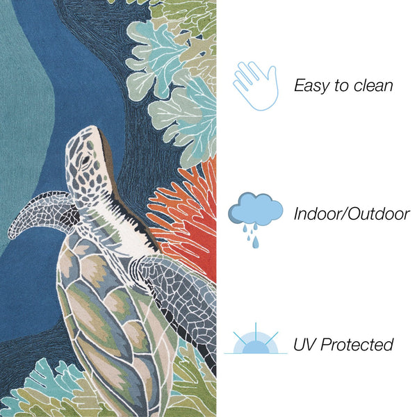 Trans Ocean Liora Manne Ravella Akumal Indoor/Outdoor Area Rug - Coastal Turtle Design For Vibrant Spaces Blue Polypropylene,Acrylic Rvl34225704