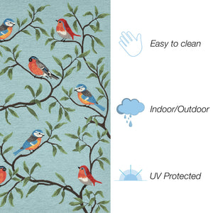 Trans Ocean Liora Manne Ravella Birds On Branches Indoor/Outdoor Area Rug - Whimsical Garden Decor Piece Blue Polypropylene,Acrylic Rvlr8227004