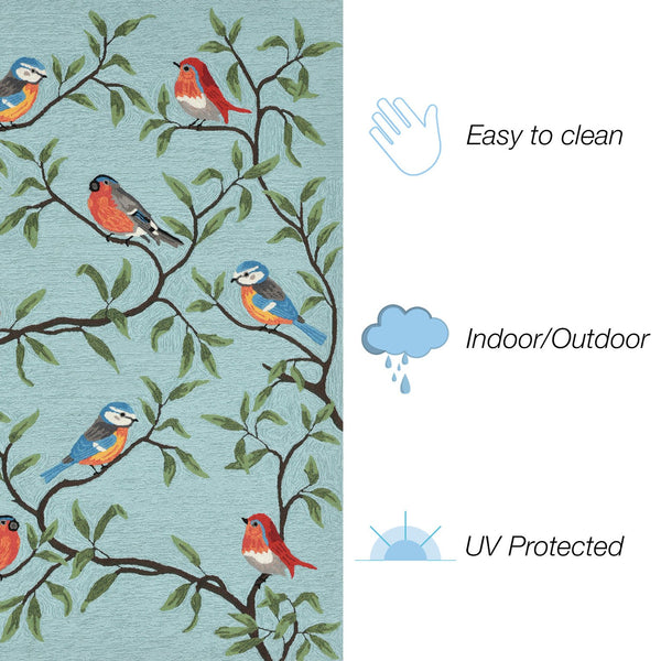 Trans Ocean Liora Manne Ravella Birds On Branches Indoor/Outdoor Area Rug - Whimsical Garden Decor Piece Blue Polypropylene,Acrylic Rvlr8227004