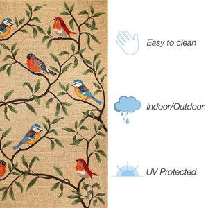 Trans Ocean Liora Manne Ravella Birds On Branches Indoor/Outdoor Area Rug - Whimsical Garden Decor Piece Natural Polypropylene,Acrylic Rvlr8227012