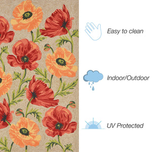 Trans Ocean Liora Manne Ravella Icelandic Poppies Area Rug - Stunning Botanical Design For Indoor/Outdoor Spaces Natural Polypropylene,Acrylic Rvl46227212