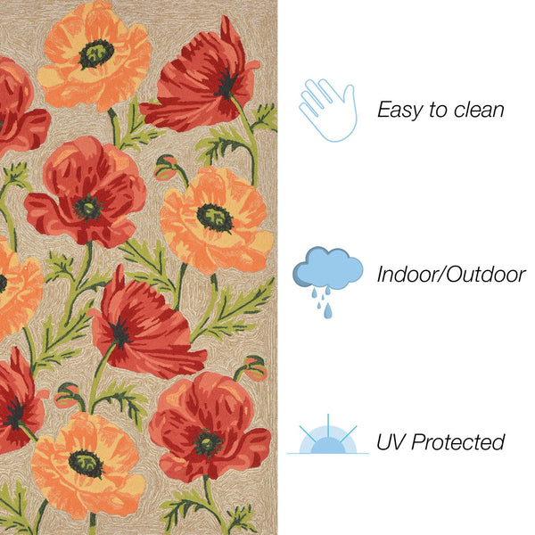 Trans Ocean Liora Manne Ravella Icelandic Poppies Area Rug - Stunning Botanical Design For Indoor/Outdoor Spaces Natural Polypropylene,Acrylic Rvl46227212