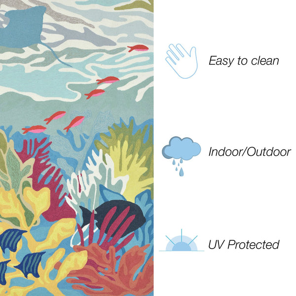 Trans Ocean Liora Manne Ravella Ocean View Hand-tufted Area Rug For Indoor/Outdoor Spaces - Stylish & Durable Blue Polypropylene,Acrylic Rvlr5227503