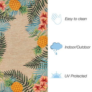 Trans Ocean Liora Manne Ravella Tropical Botanical Area Rug - Hand-tufted, Durable Design For Indoor & Outdoor Spaces Natural Polypropylene,Acrylic Rvlr8228012