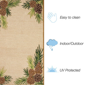 Trans Ocean Liora Manne Ravella Forest Border Indoor/Outdoor Area Rug - Botanical Pinecone Design For Any Space Natural Polypropylene,Acrylic Rvl46230712