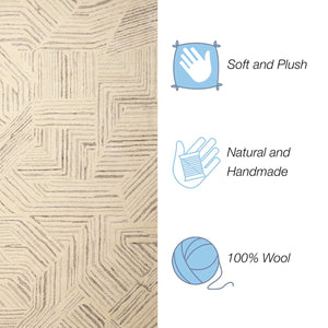 Trans Ocean Liora Manne Madison Modern Area Rug - Hand-tufted Wool, Geometric Design, 2' X 7'6" Accent Piece Natural Wool Mair8956212