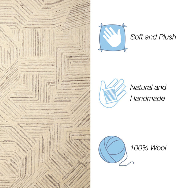 Trans Ocean Liora Manne Madison Modern Area Rug - Hand-tufted Wool, Geometric Design, 2' X 7'6" Accent Piece Natural Wool Mair8956212