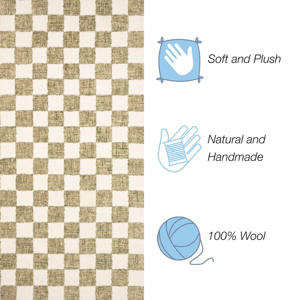 Trans Ocean Liora Manne Savannah Indoor Hand-tufted Wool Area Rug – Elegant Checkerboard Design For Modern Homes Sage Wool Pile Svh57951316