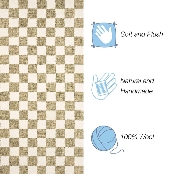 Trans Ocean Liora Manne Savannah Indoor Hand-tufted Wool Area Rug – Elegant Checkerboard Design For Modern Homes Sage Wool Pile Svhr8951316