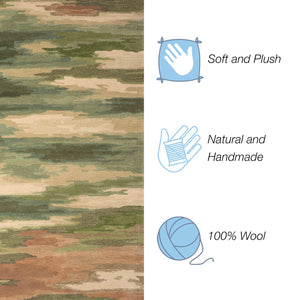 Trans Ocean Liora Manne Tivoli Plush Handmade Wool Area Rug - Contemporary Abstract Design For Elegant Spaces Green Wool Tivr8814306