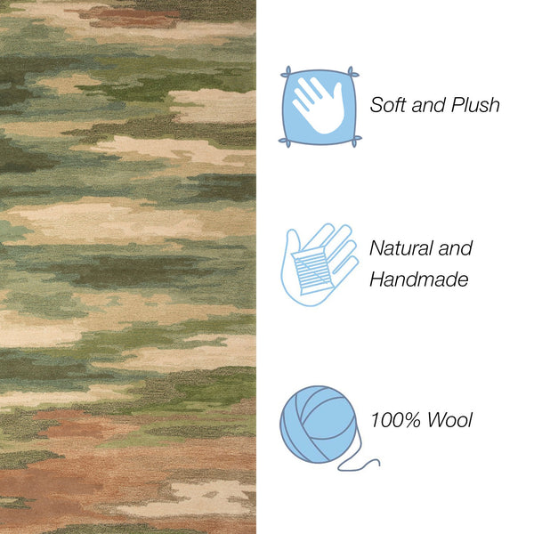 Trans Ocean Liora Manne Tivoli Plush Handmade Wool Area Rug - Contemporary Abstract Design For Elegant Spaces Green Wool Tivr8814306