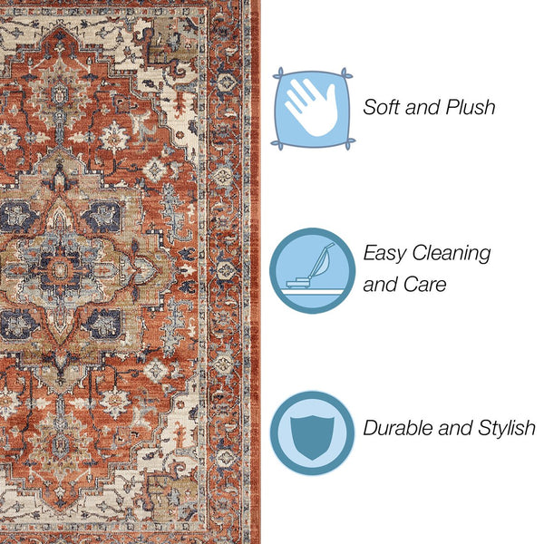 Trans Ocean Liora Manne Ariana Heriz Indoor Area Rug - Elegant Traditional Floral Design For Stylish Spaces Rust Polypropylene Arn69922217