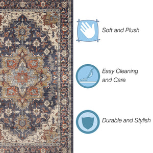 Trans Ocean Liora Manne Ariana Heriz Indoor Area Rug - Elegant Traditional Floral Design For Stylish Spaces Navy Polypropylene Arnr8922233