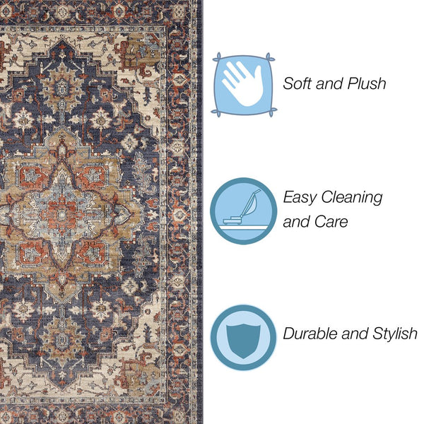 Trans Ocean Liora Manne Ariana Heriz Indoor Area Rug - Elegant Traditional Floral Design For Stylish Spaces Navy Polypropylene Arnr8922233