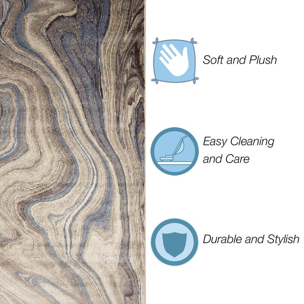 Trans Ocean Liora Manne Ariana Marble Area Rug - Contemporary Abstract Design For Modern Indoor Spaces Blue Polypropylene Arn69922903