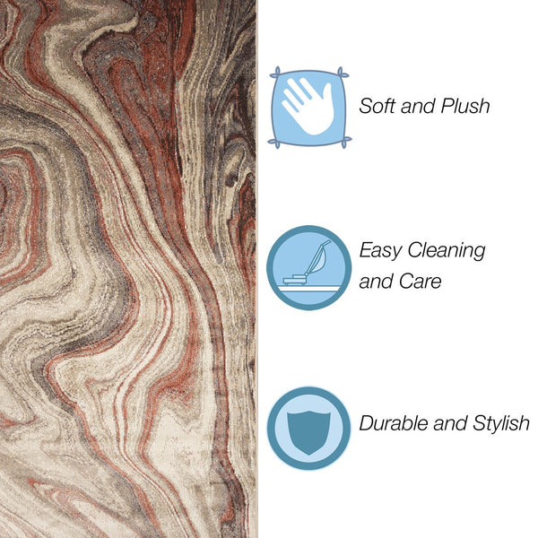 Trans Ocean Liora Manne Ariana Marble Area Rug - Contemporary Abstract Design For Modern Indoor Spaces Red Polypropylene Arn91922924