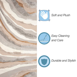 Trans Ocean Liora Manne Fiord Wave Indoor Area Rug – Contemporary Geometric Design In Soft Earth Tones Gold Polyester Fid69632309