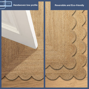 Trans Ocean Liora Java Scalloped Edge Hand Woven Jute Area Rug - Stylish, Durable, And Easy Care For Any Space Natural Jute Jaar8103012