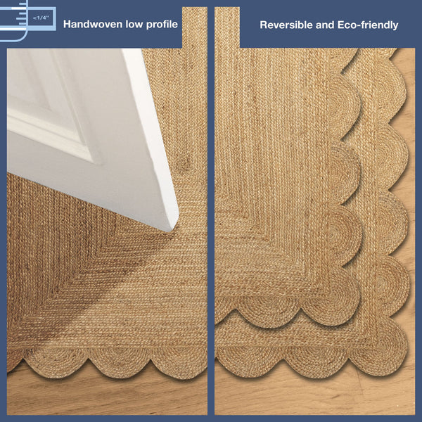 Trans Ocean Liora Java Scalloped Edge Hand Woven Jute Area Rug - Stylish, Durable, And Easy Care For Any Space Natural Jute Jaar8103012