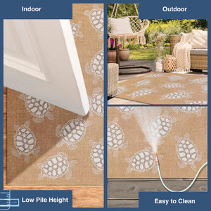 Trans Ocean Liora Manne Carmel Coastal Turtle Indoor/Outdoor Area Rug - Vibrant Beach Style For Any Space Natural Polypropylene,Polyester Cre45841312