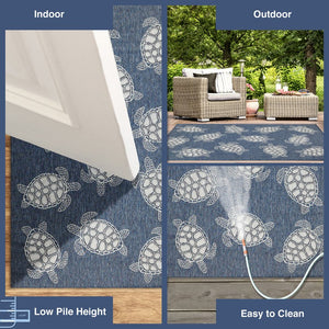 Trans Ocean Liora Manne Carmel Coastal Turtle Indoor/Outdoor Area Rug - Vibrant Beach Style For Any Space Navy Polypropylene,Polyester Cre45841333