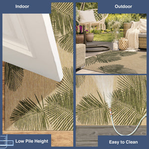 Trans Ocean Liora Manne Carmel Palm Indoor/Outdoor Area Rug – Tropical Botanical Leaf Design For Any Space Green Polypropylene,Polyester Crer5843906