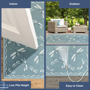Trans Ocean Liora Manne Carmel Dragonfly Indoor/Outdoor Area Rug – Vibrant Nature Design For Stylish Spaces Blue Polypropylene,Polyester Crer8844004