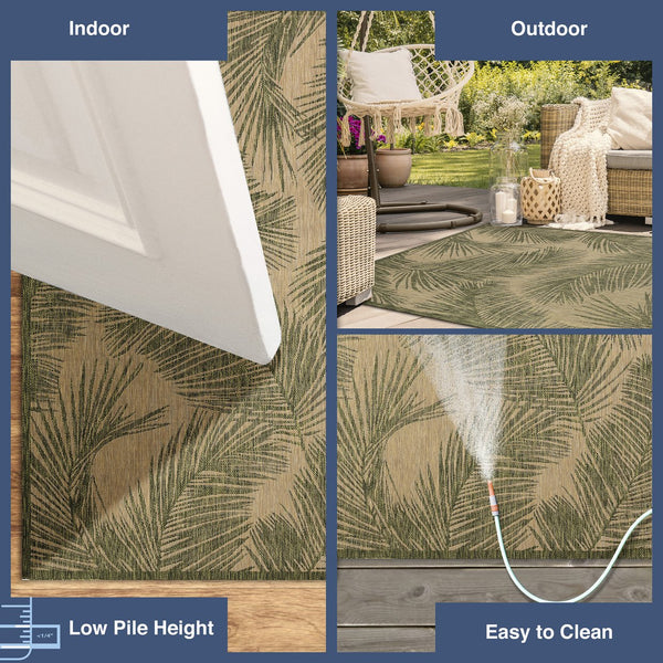 Trans Ocean Liora Manne Carmel Fronds Botanical Indoor/Outdoor Area Rug - Elegant Transitional Design For Any Space Green Polypropylene,Polyester Cre69847406