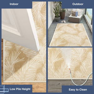 Trans Ocean Liora Manne Carmel Fronds Botanical Indoor/Outdoor Area Rug - Elegant Transitional Design For Any Space Beige Polypropylene,Polyester Cres8847412