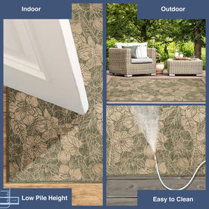 Trans Ocean Liora Manne Carmel Botanical Indoor/Outdoor Area Rug - Elegant Tropical Floral Design For Any Space Green Polypropylene,Polyester Crer8849106