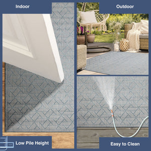 Trans Ocean Liora Manne Carmel Pyramid Indoor/Outdoor Area Rug - Contemporary Geometric Design For Stylish Spaces Blue Polypropylene,Polyester Crer8849604