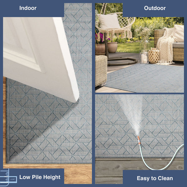 Trans Ocean Liora Manne Carmel Pyramid Indoor/Outdoor Area Rug - Contemporary Geometric Design For Stylish Spaces Blue Polypropylene,Polyester Crer8849604