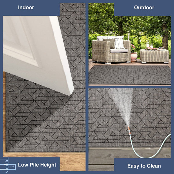 Trans Ocean Liora Manne Carmel Pyramid Indoor/Outdoor Area Rug - Contemporary Geometric Design For Stylish Spaces Black Polypropylene,Polyester Cre45849648