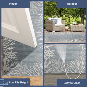 Trans Ocean Liora Manne Carmel Reef Border Indoor/Outdoor Area Rug - Elegant Coastal Design For Any Space Blue Polypropylene,Polyester Cre69849804