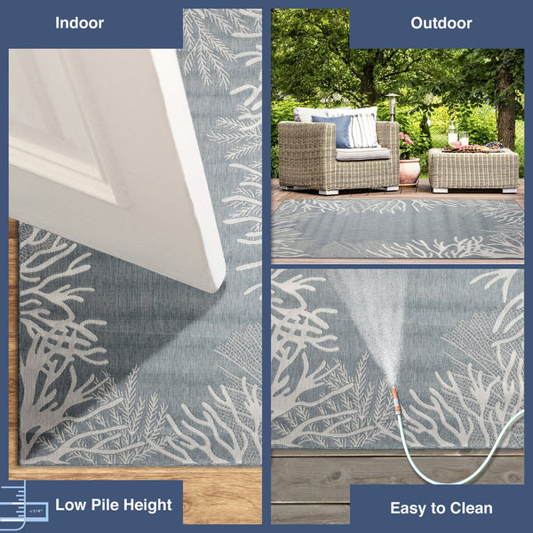 Trans Ocean Liora Manne Carmel Reef Border Indoor/Outdoor Area Rug - Elegant Coastal Design For Any Space Blue Polypropylene,Polyester Cre69849804