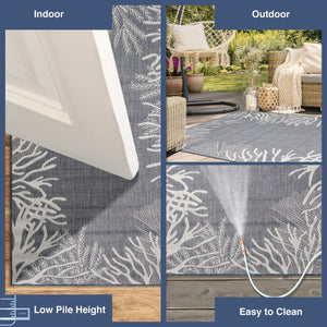Trans Ocean Liora Manne Carmel Reef Border Indoor/Outdoor Area Rug - Elegant Coastal Design For Any Space Navy Polypropylene,Polyester Crer5849833