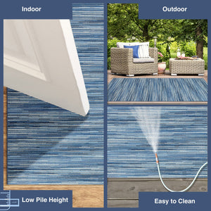 Trans Ocean Liora Manne Marina Stripes Area Rug - Stylish Indoor/Outdoor Geometric Design For Every Space Blue Polypropylene,Polyester Mna58805203