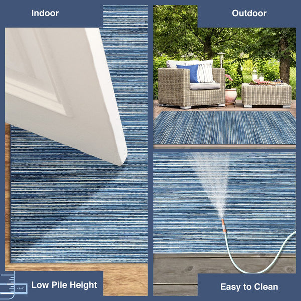 Trans Ocean Liora Manne Marina Stripes Area Rug - Stylish Indoor/Outdoor Geometric Design For Every Space Blue Polypropylene,Polyester Mna58805203