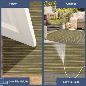 Trans Ocean Liora Manne Marina Stripes Area Rug - Stylish Indoor/Outdoor Geometric Design For Every Space Green Polypropylene,Polyester Mna58805206